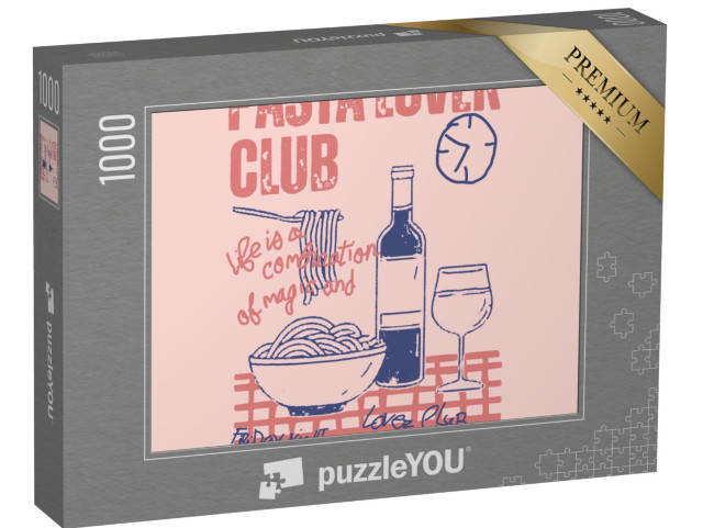 Puzzle 1000 pezzi „Mangiare pasta correre pasta, design maglietta club amanti della pasta“