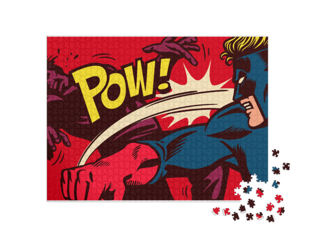 Puzzle 1000 pezzi „Stile fumetto pop art: supereroe contro supercattivo“