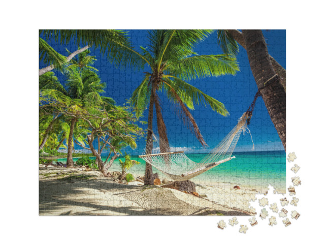 Puzzle 1000 pezzi XXL „Amaca sotto le palme tropicali, Isole Fiji“