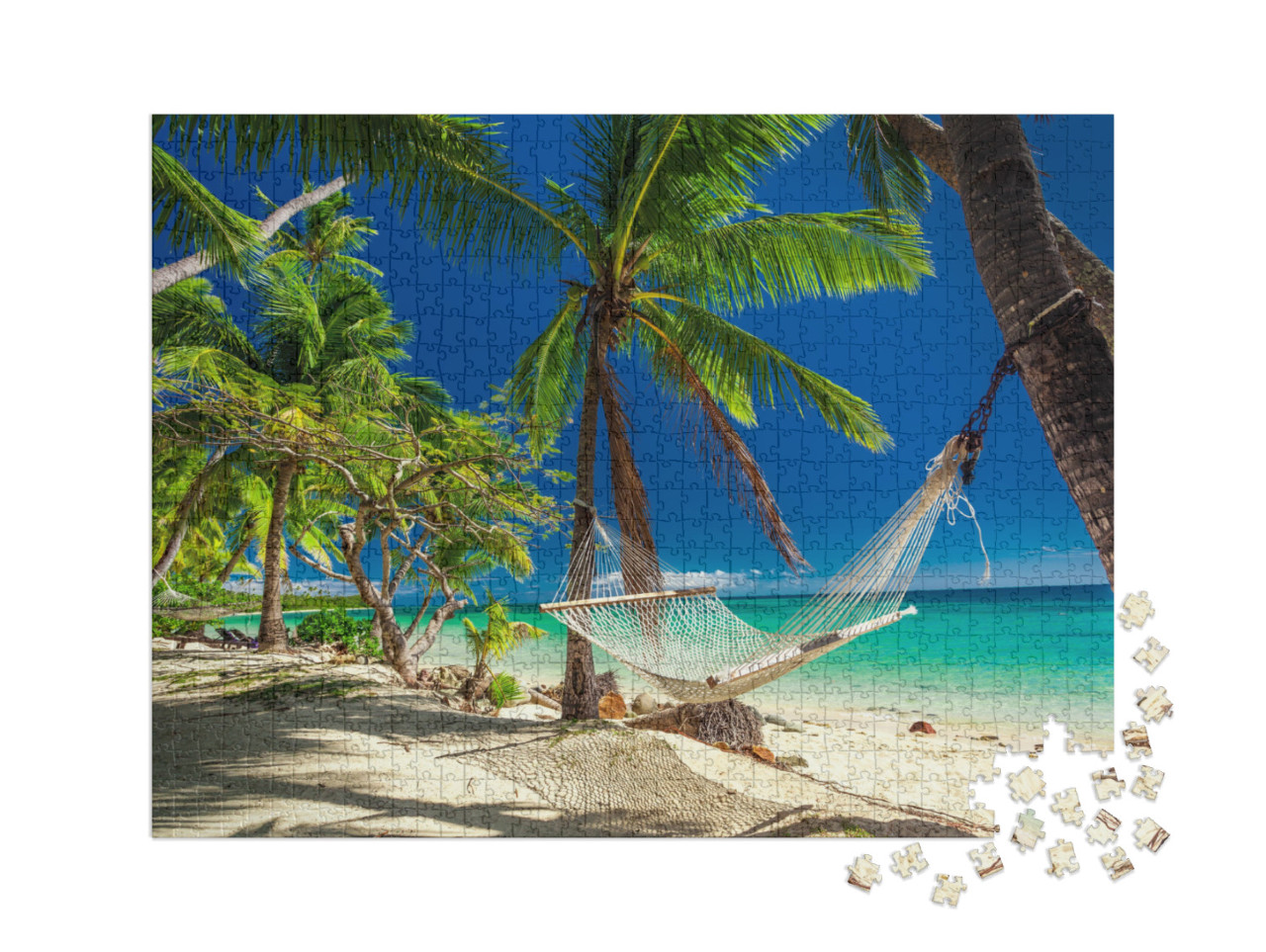 Puzzle 1000 pezzi XXL „Amaca sotto le palme tropicali, Isole Fiji“