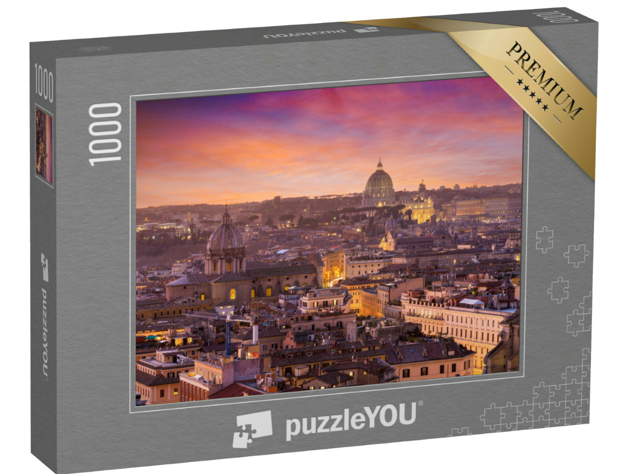 Puzzle 1000 pezzi „Roma, paesaggio urbano italiano al tramonto.“