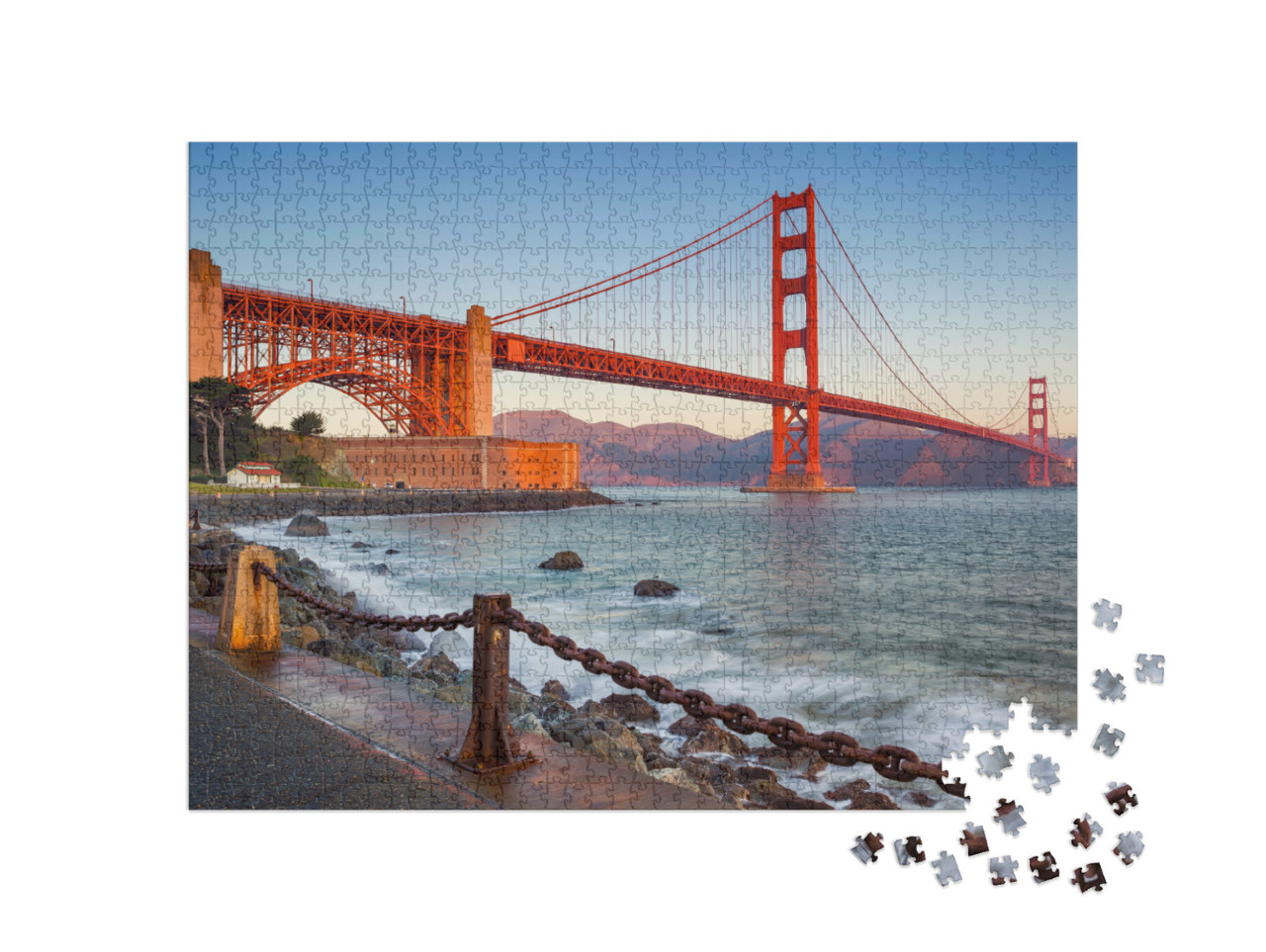 Puzzle 1000 pezzi „Il ponte Golden Gate all'alba, San Francisco“