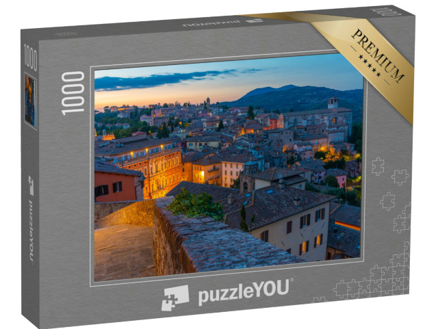 Puzzle 1000 pezzi „Vista del tramonto di Perugia da Porta Sole, Italia.“