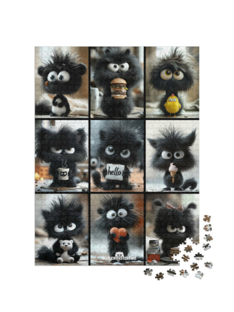 Puzzle 1000 pezzi „LITTLEMONSTERTIME: Collage di mostri neri“
