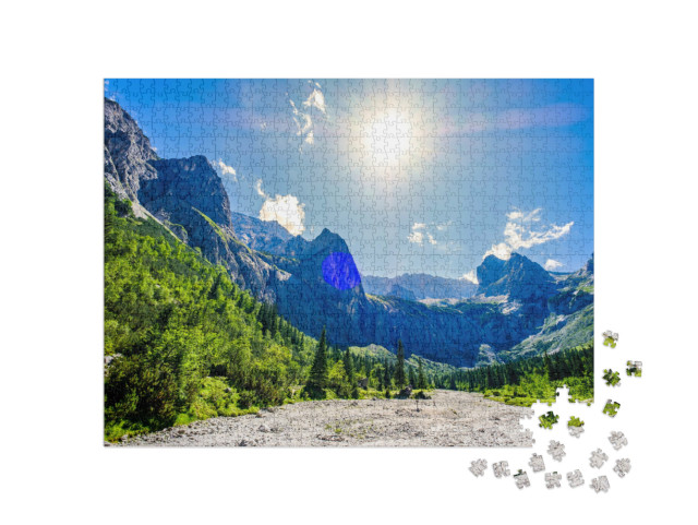 Puzzle 1000 pezzi „La famosa valle Höllental vicino alla Zugspitze in Baviera, Germania“