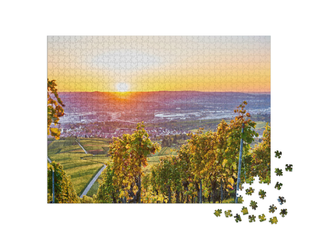 Puzzle 1000 pezzi „Vigneti di Stoccarda con vista sulla valle del Neckar“