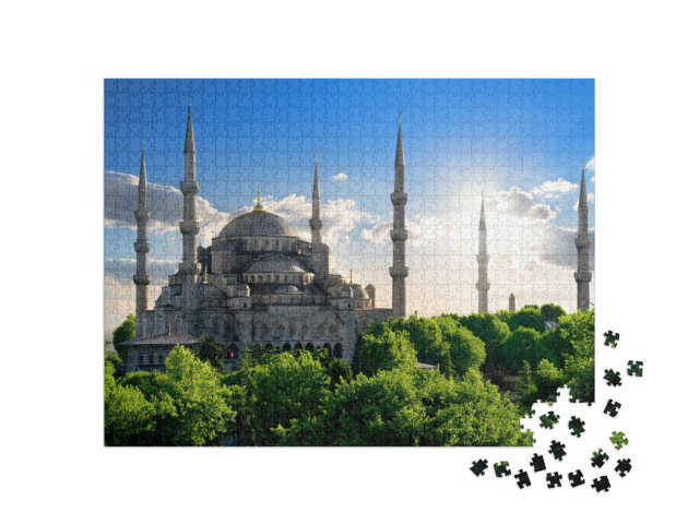 Puzzle 1000 pezzi „La Moschea Blu in una soleggiata giornata estiva, Turchia“