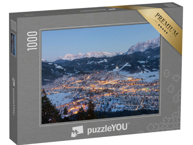 Puzzle 1000 pezzi „Garmisch-Partenkirchen con neve e montagne“