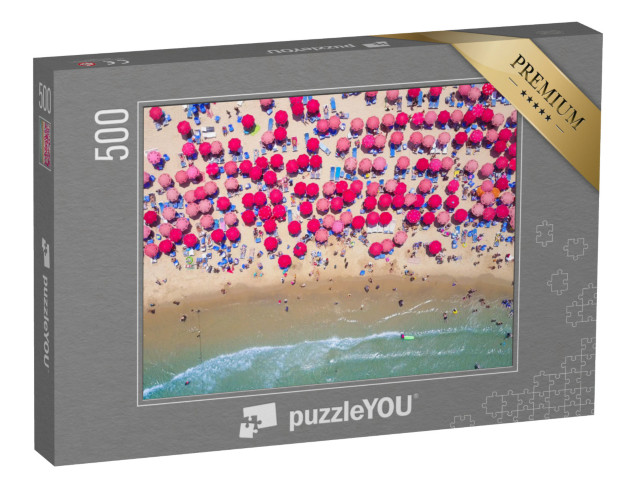 Puzzle 500 pezzi „Spiaggia tropicale con ombrelloni colorati“