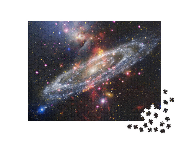 Puzzle 1000 pezzi „Nebulose e stelle nello spazio profondo, arte cosmica, carta da parati di fantascienza“