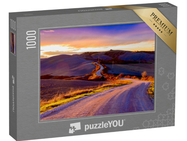 Puzzle 1000 pezzi „Strada al tramonto in campagna“