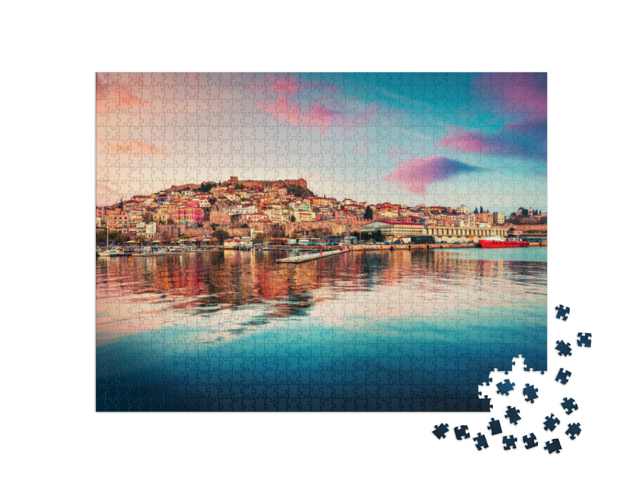 Puzzle 1000 pezzi „Paesaggio marino di primavera sull'Egeo, Kavala“