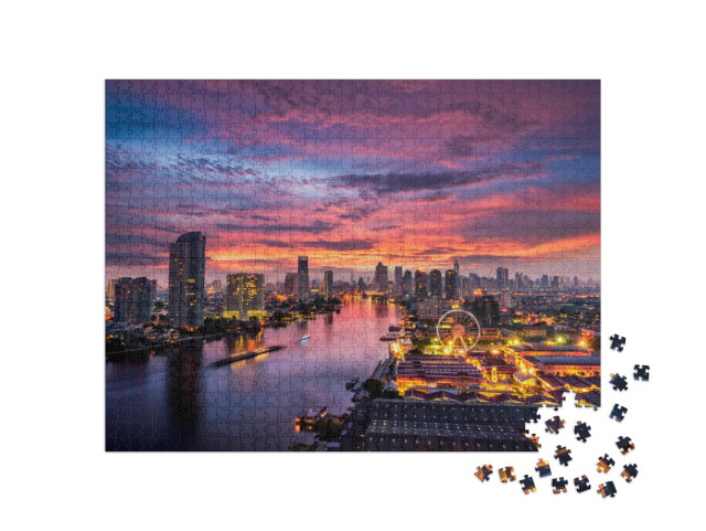 Puzzle 1000 pezzi „L'alba sul quartiere degli affari di Bangkok“