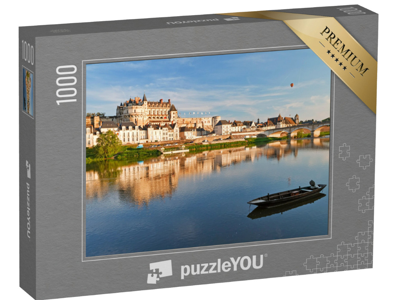 Puzzle 1000 pezzi „Atmosfera serale su Amboise, sul fiume Loira, Francia“