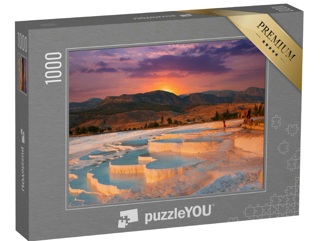 Puzzle 1000 pezzi „Splendida alba e piscine e terrazze di travertino naturale a Pamukkale“