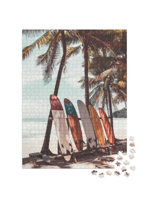 Puzzle 1000 pezzi „Tavole da surf sotto le palme“
