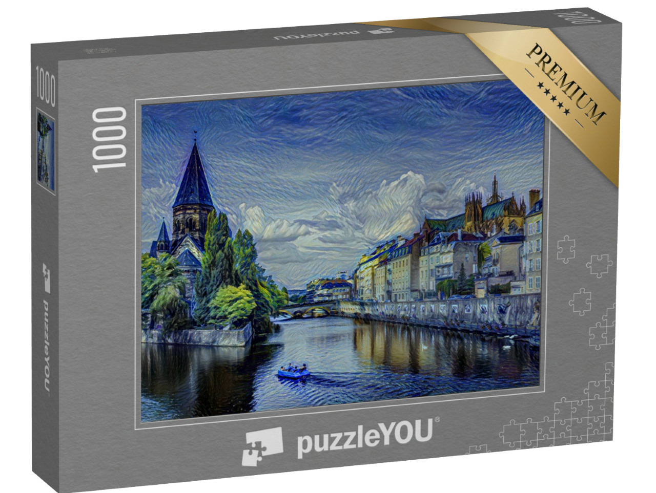 Puzzle 1000 pezzi „nello stile di van Gogh, Notte stellata - Metz, Lorena - Puzzle-Collection Artisti & Dipinti“