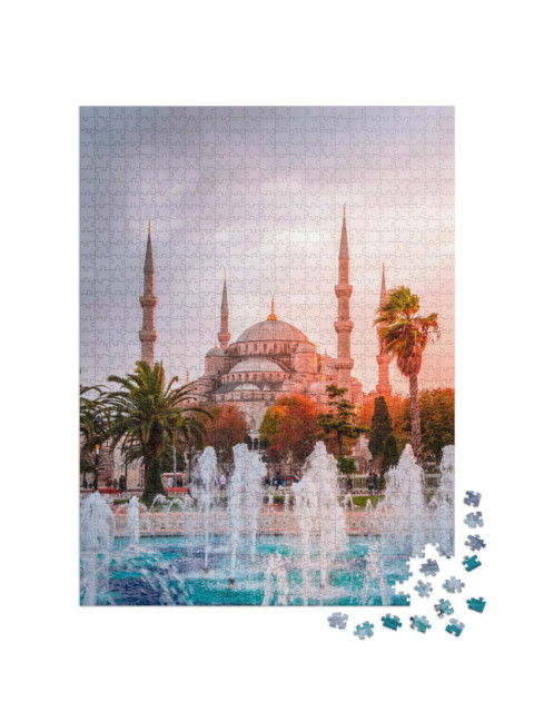 Puzzle 1000 pezzi „La Moschea Blu al tramonto, Istanbul, Turchia“