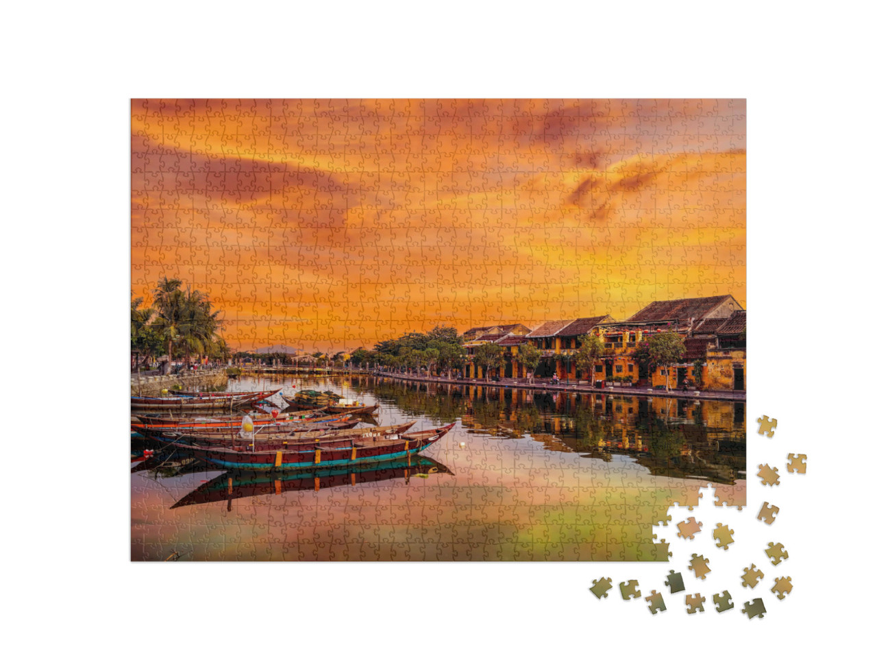 Puzzle 1000 pezzi „Fiume a Hoi An, Vietnam. Patrimonio mondiale dell'UNESCO“