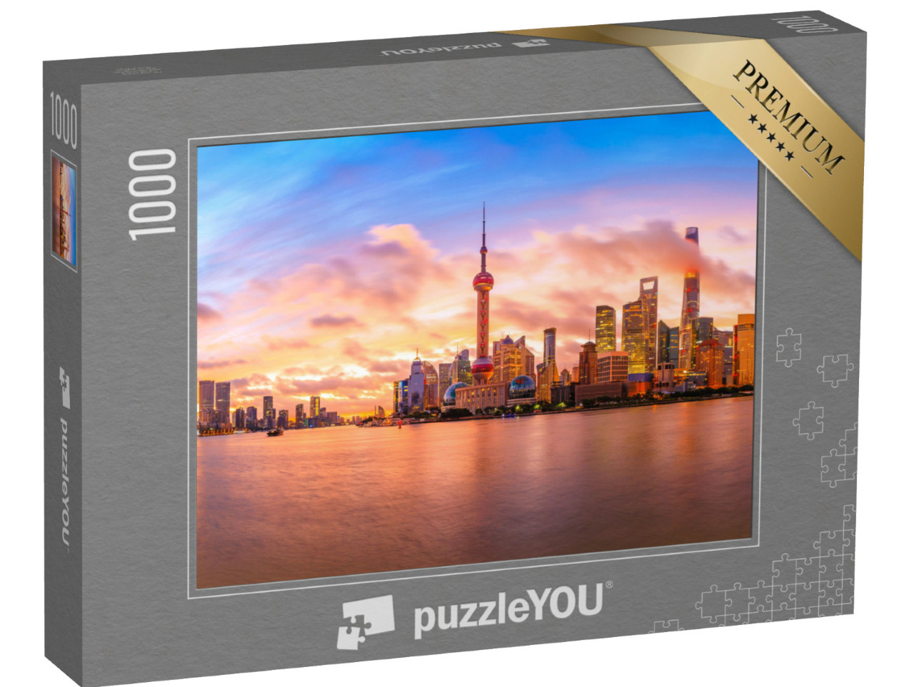 Puzzle 1000 pezzi „Skyline al tramonto a Shanghai“