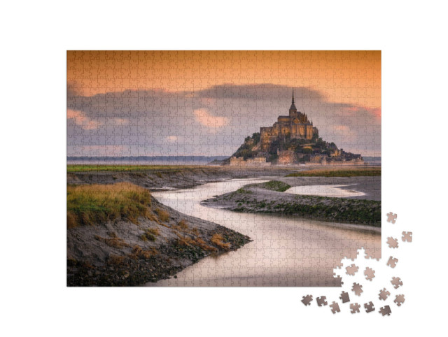 Puzzle 1000 pezzi „Alba a Mont-Saint-Michel in Normandia“