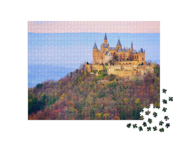 Puzzle 1000 pezzi „Il castello di Hohenzollern al tramonto, Baden-Württemberg“