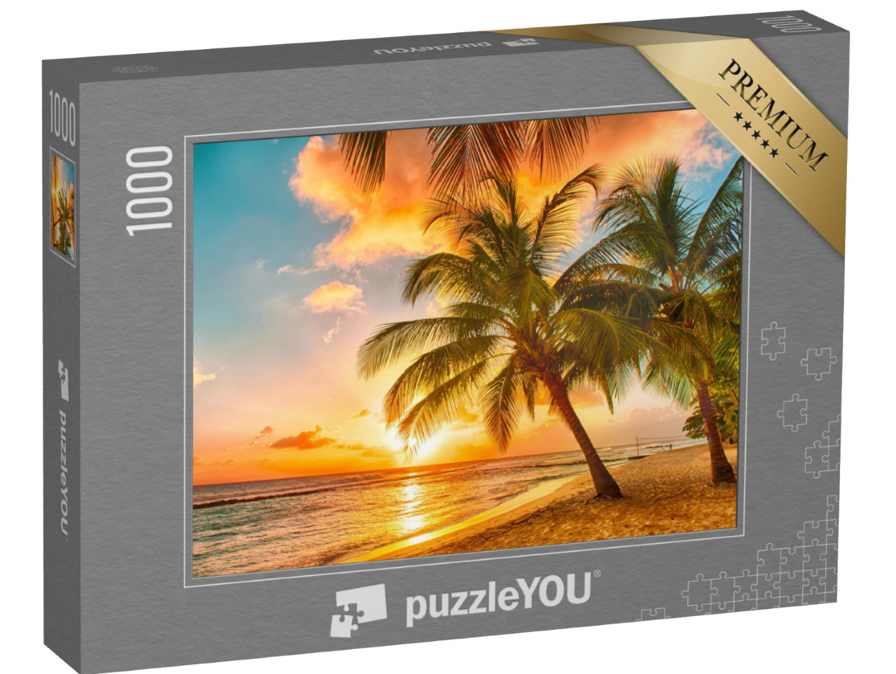 Puzzle 1000 pezzi „Tramonto sul mare con vista sulle palme, Barbados“