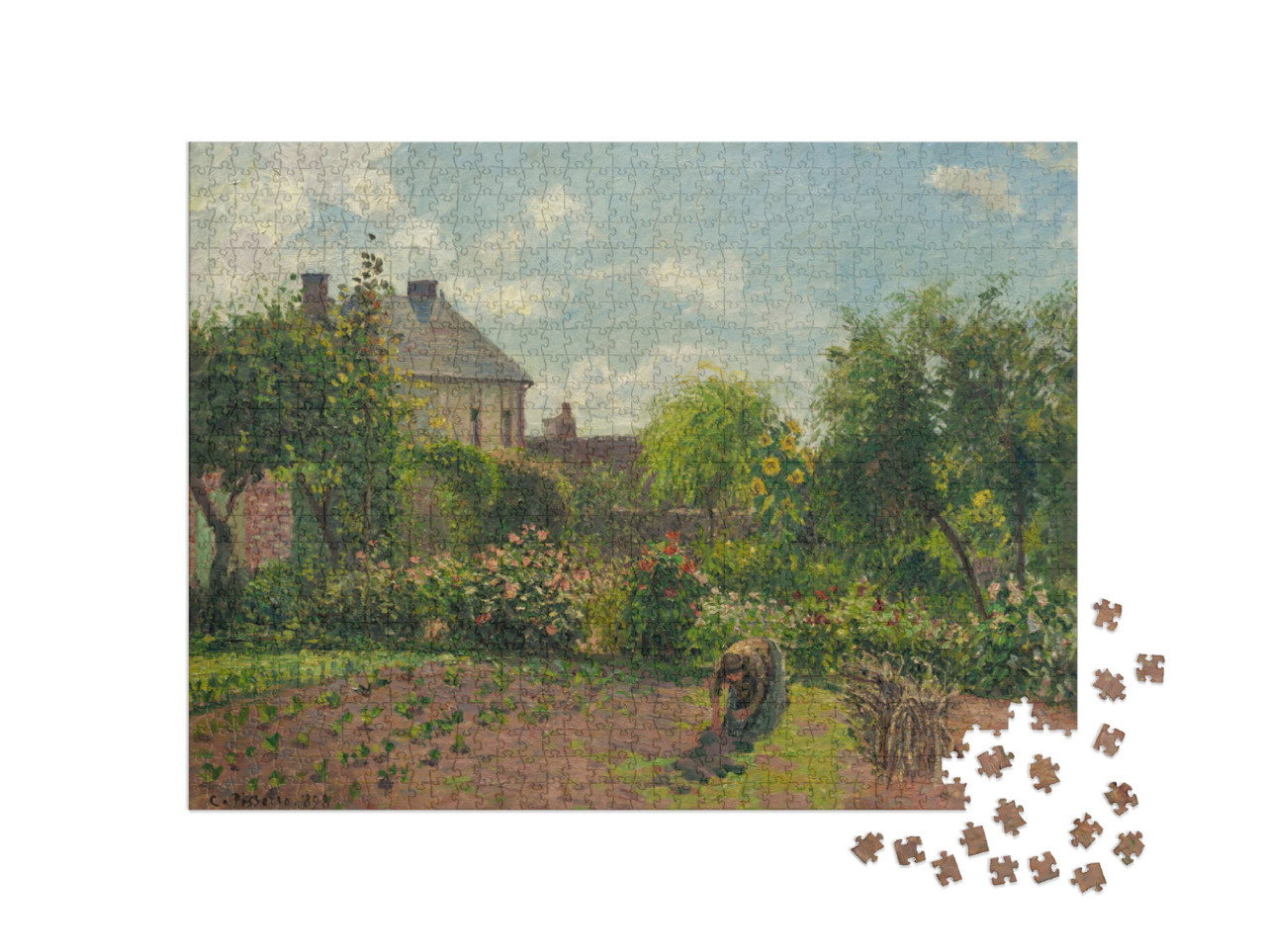 Puzzle 1000 pezzi „Camille Pissarro - Il giardino dell'artista a Eragny“