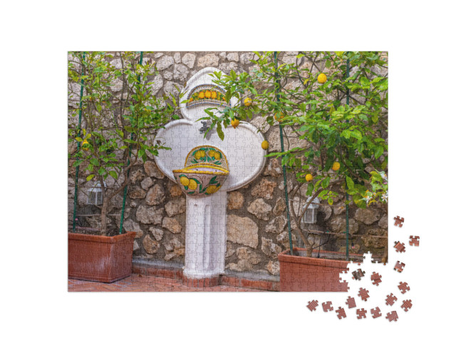 Puzzle 1000 pezzi „Italia, Capri, piante e fiori nelle tipiche stradine“