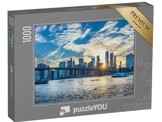 Puzzle 1000 pezzi „Vista dello skyline di Manhattan dal Brooklyn Bridge Park“