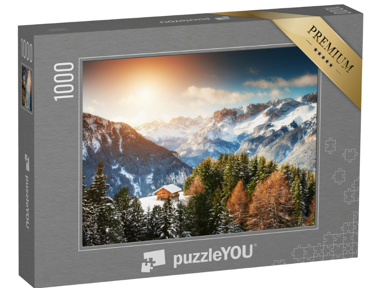 Puzzle 1000 pezzi „Casa di legno tra le montagne invernali“