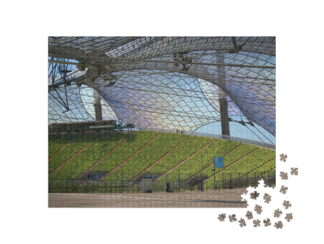 Puzzle 1000 pezzi „File di sedili e copertura dello Stadio Olimpico di Monaco di Baviera“