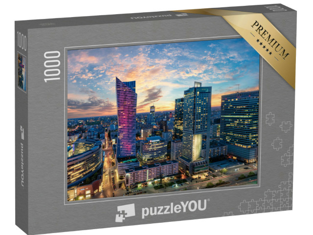 Puzzle 1000 pezzi „Grattacieli di Varsavia al tramonto, Polonia“
