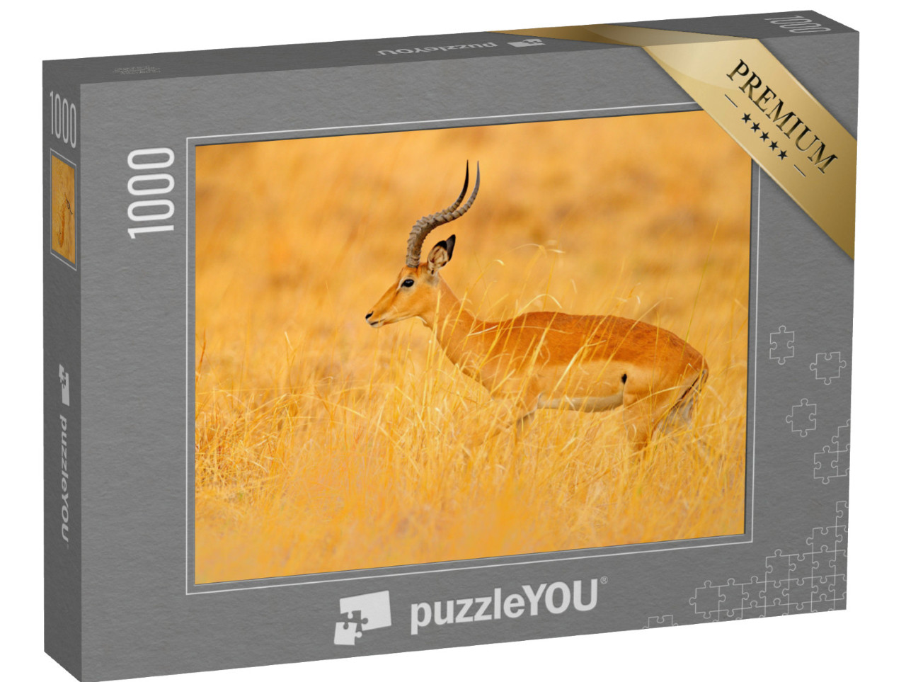 Puzzle 1000 pezzi „Antilope in mezzo alla savana erbosa, Sudafrica“