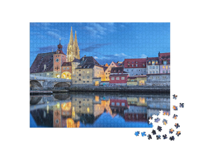 Puzzle 1000 pezzi „Ponte storico di pietra, Ratisbona, Germania“