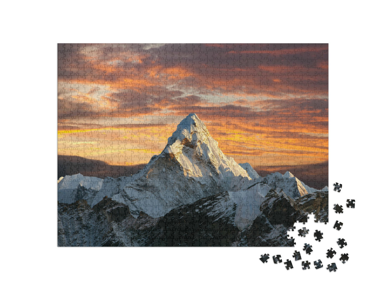 Puzzle 1000 pezzi „Vista serale del monte Ama Dablam, regione dell'Everest, Nepal“