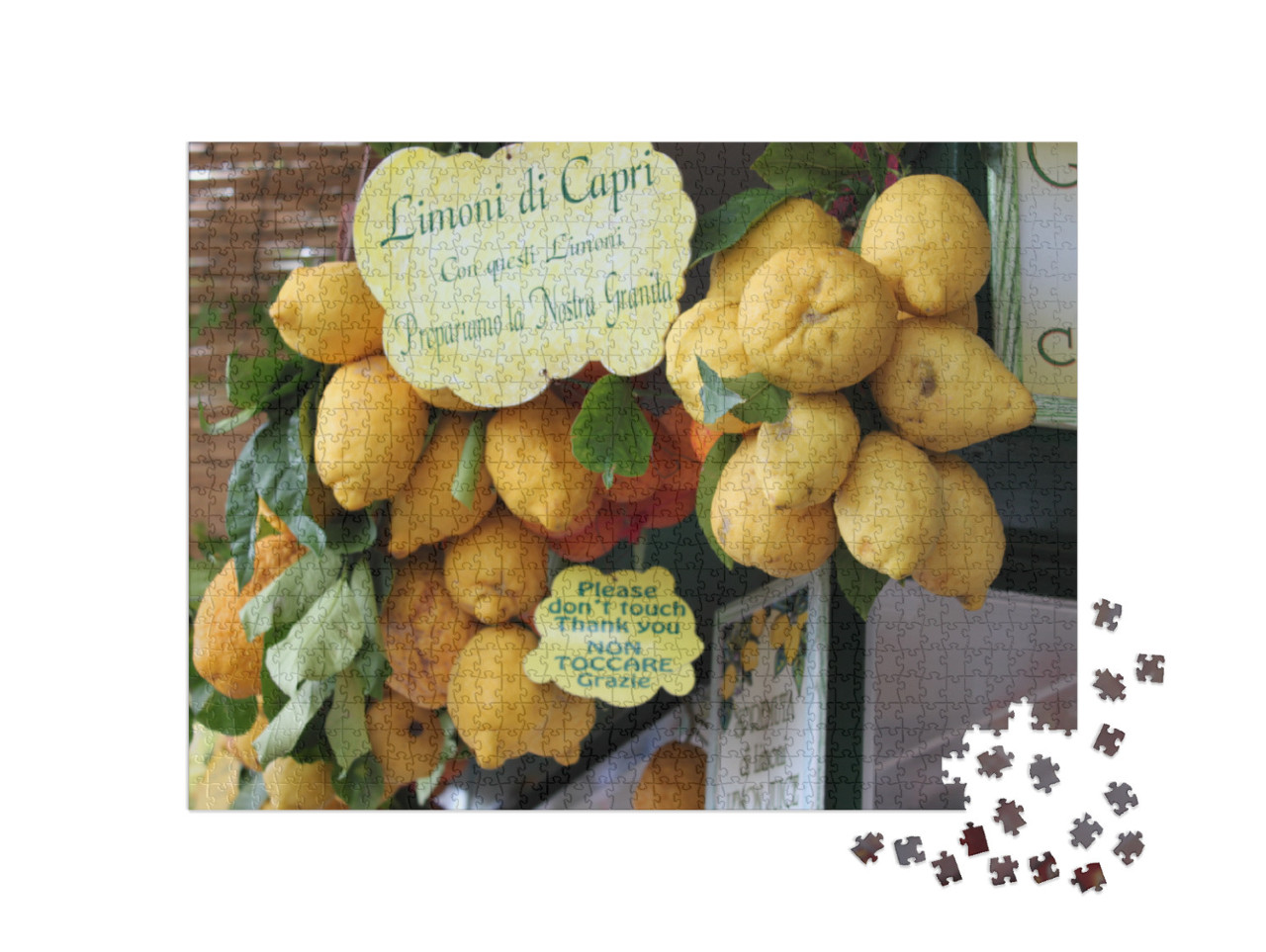 Puzzle 1000 pezzi „Grandi limoni sul bancone dell'isola di Capri in Italia“