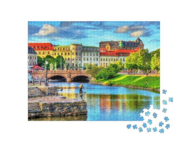 Puzzle 1000 pezzi „Canale nel centro storico di Göteborg, Svezia“