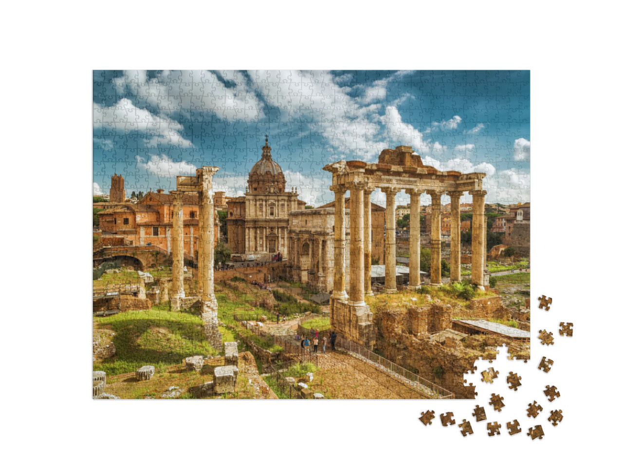 Puzzle 1000 pezzi „Foro Romano con il Tempio di Saturno, Roma, Italia“