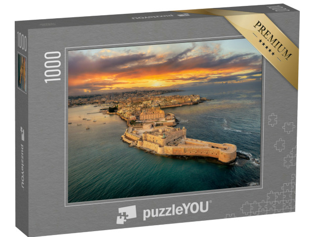 Puzzle 1000 pezzi „Paesaggio con Siracusa al tramonto, isole della Sicilia, Italia“