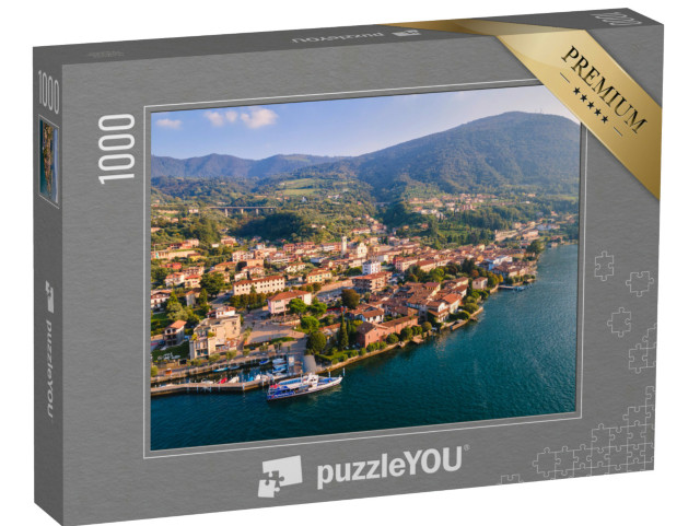 Puzzle 1000 pezzi „Veduta aerea del paese di Sulzano, provincia di Brescia, Lombardia, Italia.“