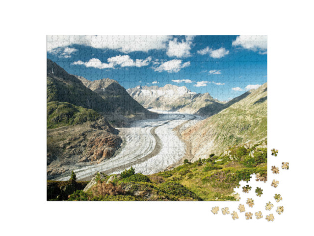 Puzzle 1000 pezzi „Impressionante vista del ghiacciaio dell'Aletsch in Svizzera“
