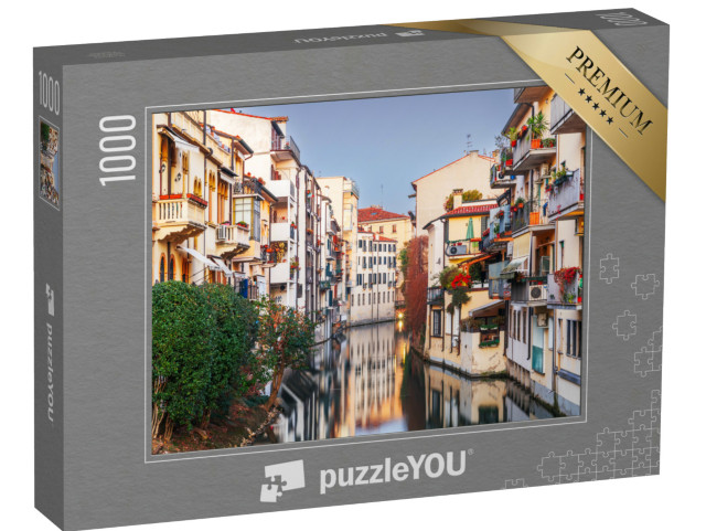 Puzzle 1000 pezzi „Padova, Italia, canali ed edifici al tramonto.“