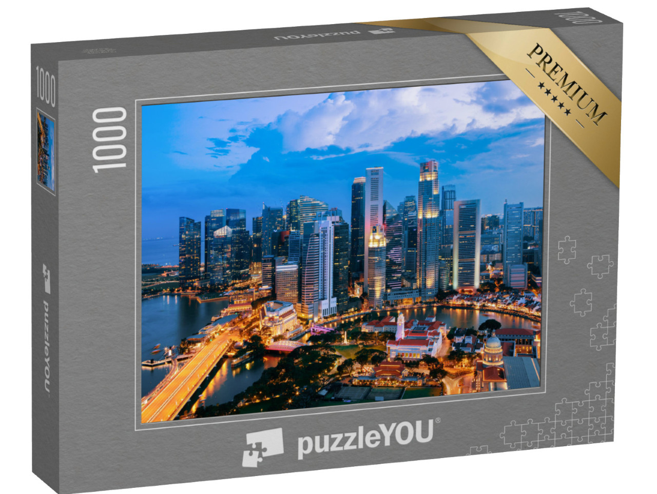 Puzzle 1000 pezzi „La città di Singapore al tramonto: gli edifici di Marina Bay“