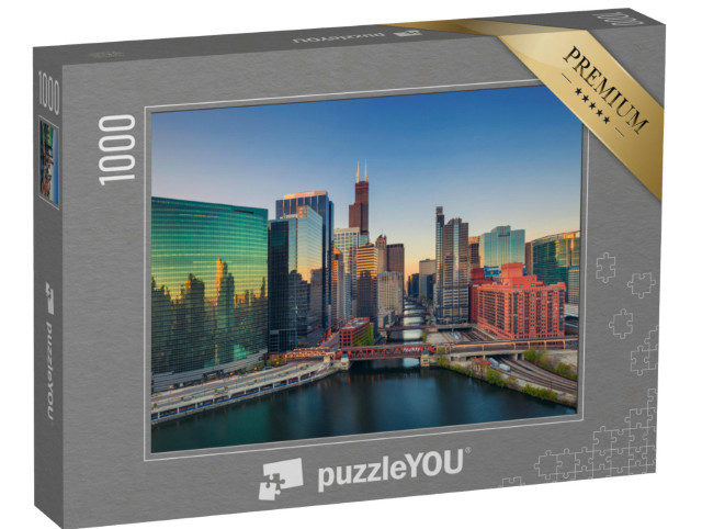 Puzzle 1000 pezzi „Chicago all'alba, Illinois, USA“