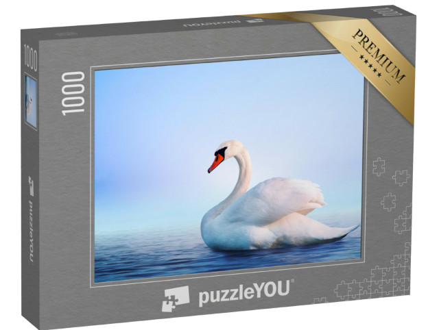 Puzzle 1000 pezzi „Cigno bianco nell'alba nebbiosa“