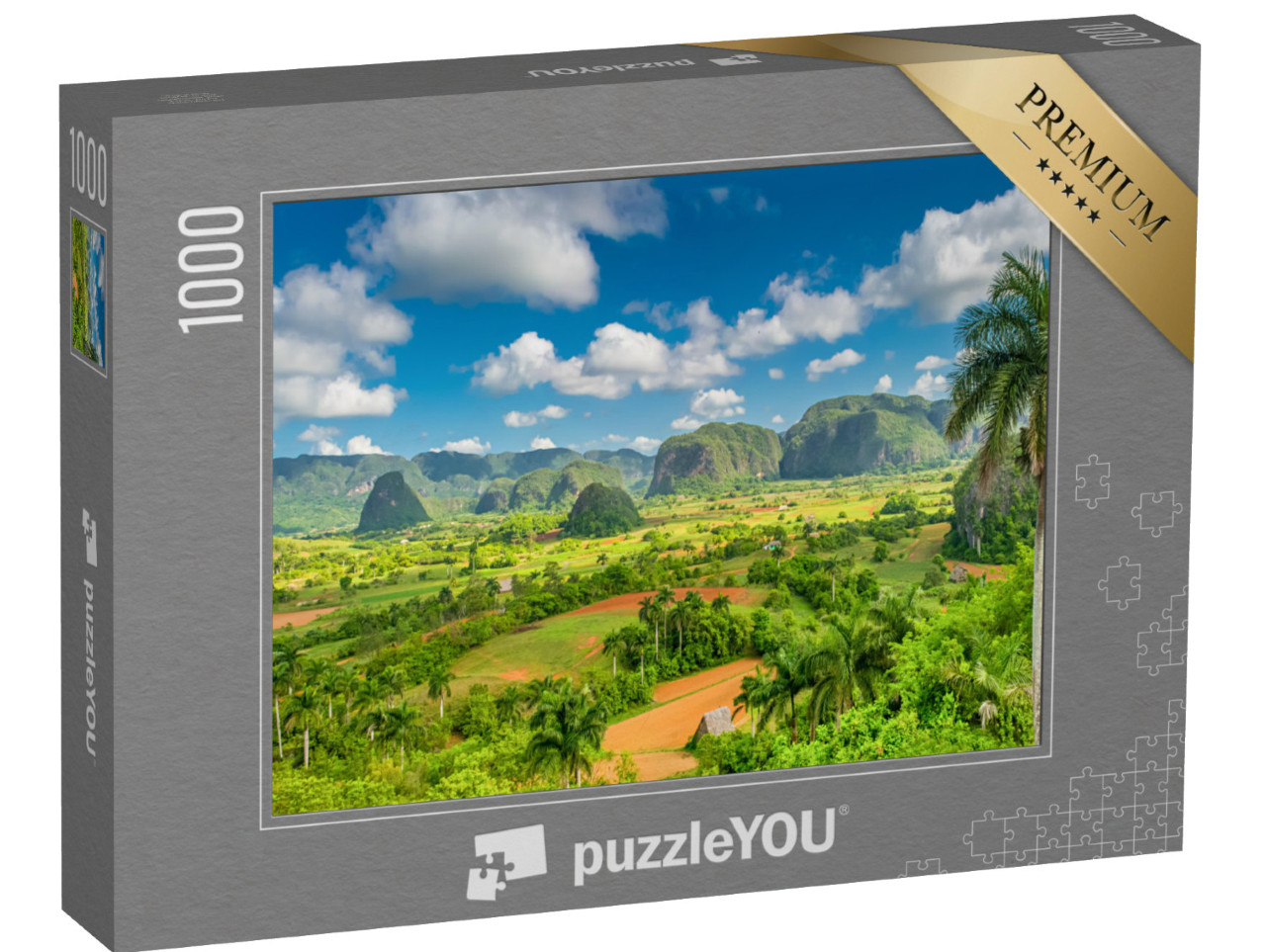 Puzzle 1000 pezzi „Panorama delle montagne di Viñales, Cuba“