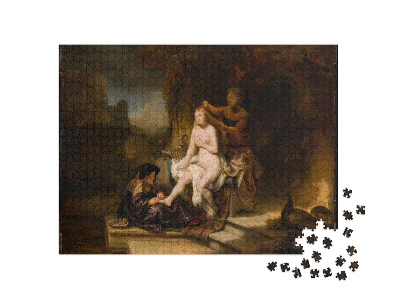 Puzzle 1000 pezzi „Rembrandt - La toilette di Betsabea“