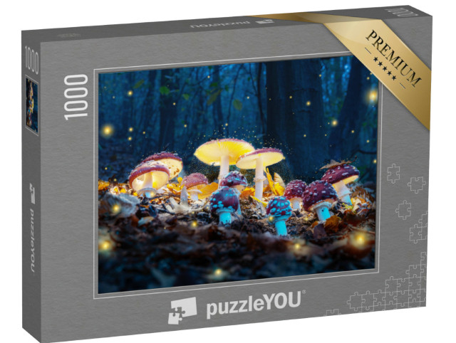 Puzzle 1000 pezzi „I rospi mistici brillano nel buio della foresta“