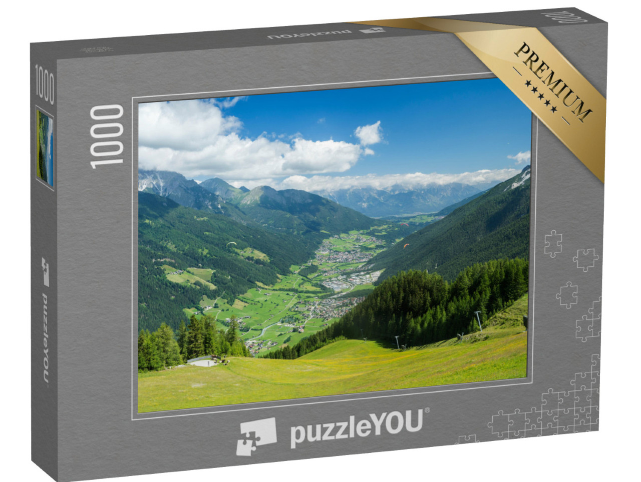 Puzzle 1000 pezzi „Vista sulla verde Valle dello Stubai“